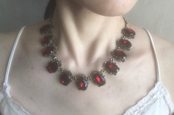 Burgundy statement necklace clearance
