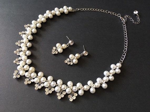 Romantic wedding necklace rhinestone necklace crystal | Etsy