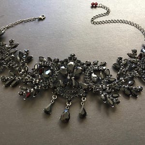 Gothic Necklace, Rhinestone Choker, Bridal Jewelry, black necklace wedding, Crystal Necklace, Costume Jewellery, Birthstone Necklace