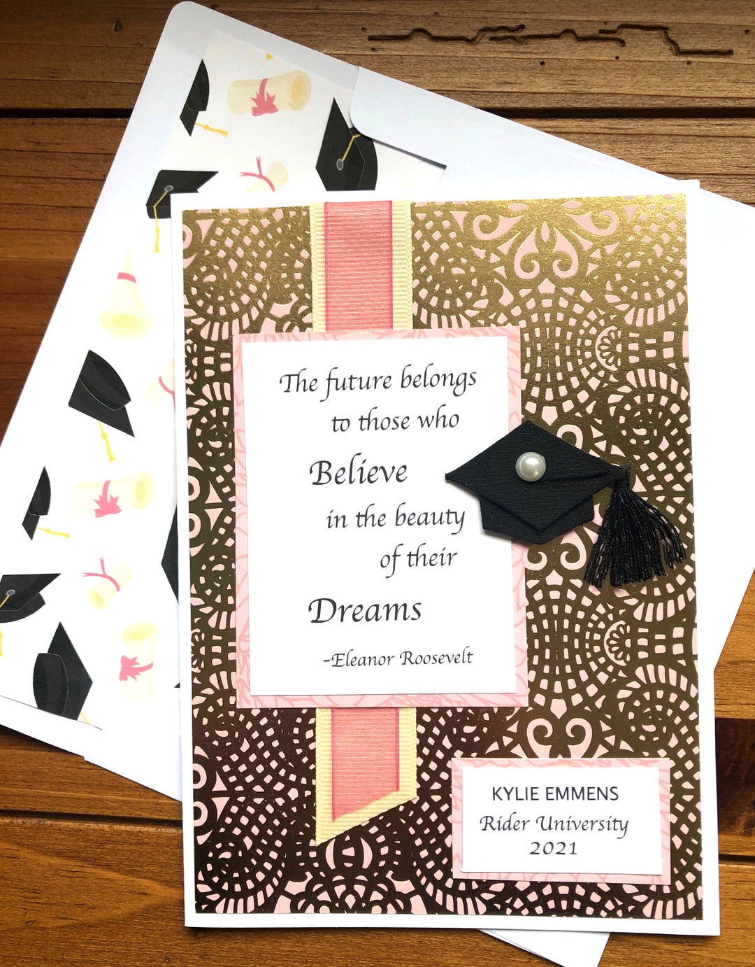 Personalized Graduation Greeting Card Femalewith Name, School, Year