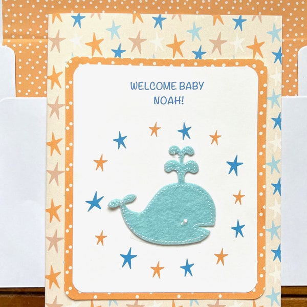 Baby Boy Congratulations Card For Parents-Grandparents-Personalized-Click on Learn More Abt This Item For Full Info