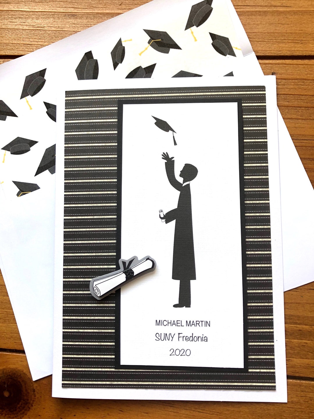 Personalized Graduation Greeting Cardmalewith Name, School, Year