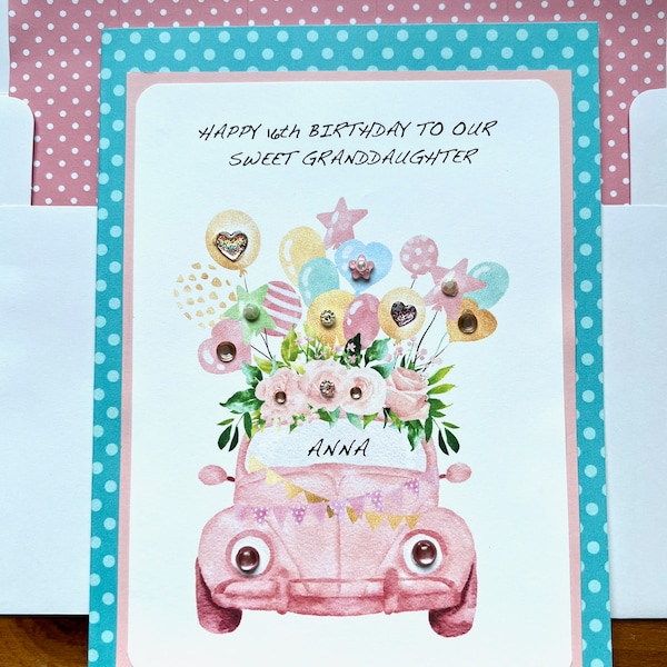 Birthday Card-16th-18th-21st Birthday-Any Age-Personalized-Daughter-Granddaughter-Ladies-Teenager-Or Any Birthday