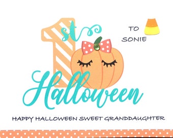 First Halloween Card-Daughter-Granddaughter-Goddaughter-Niece-Great-granddaugher-Any Girl