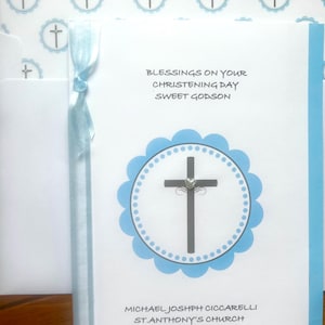 Christening/Baptism Boy Card-Son-Grandson-Godson-Nephew-Any Boy-Personalized