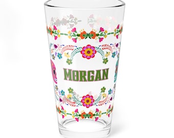 Gepersonaliseerde Day of the Dead-pintglas, nieuwigheid schedel-drinkgerei