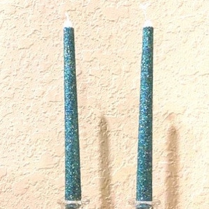 Peacock glitter taper candles, Sweet 16 candle lighting ceremony, Candle party decor, Glam taper candles, Romantic wedding favors
