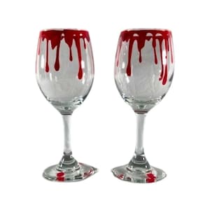 Bloody Mary brunch glass, Gothic glam wine glass set, True crime gift, Horror housewarming, Gruesome glass, Bloody Valentine party cups