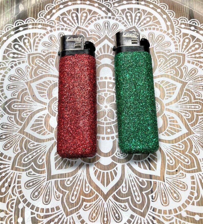 Red and Green Glitter Lighters Glam Lighter Set Fun Etsy