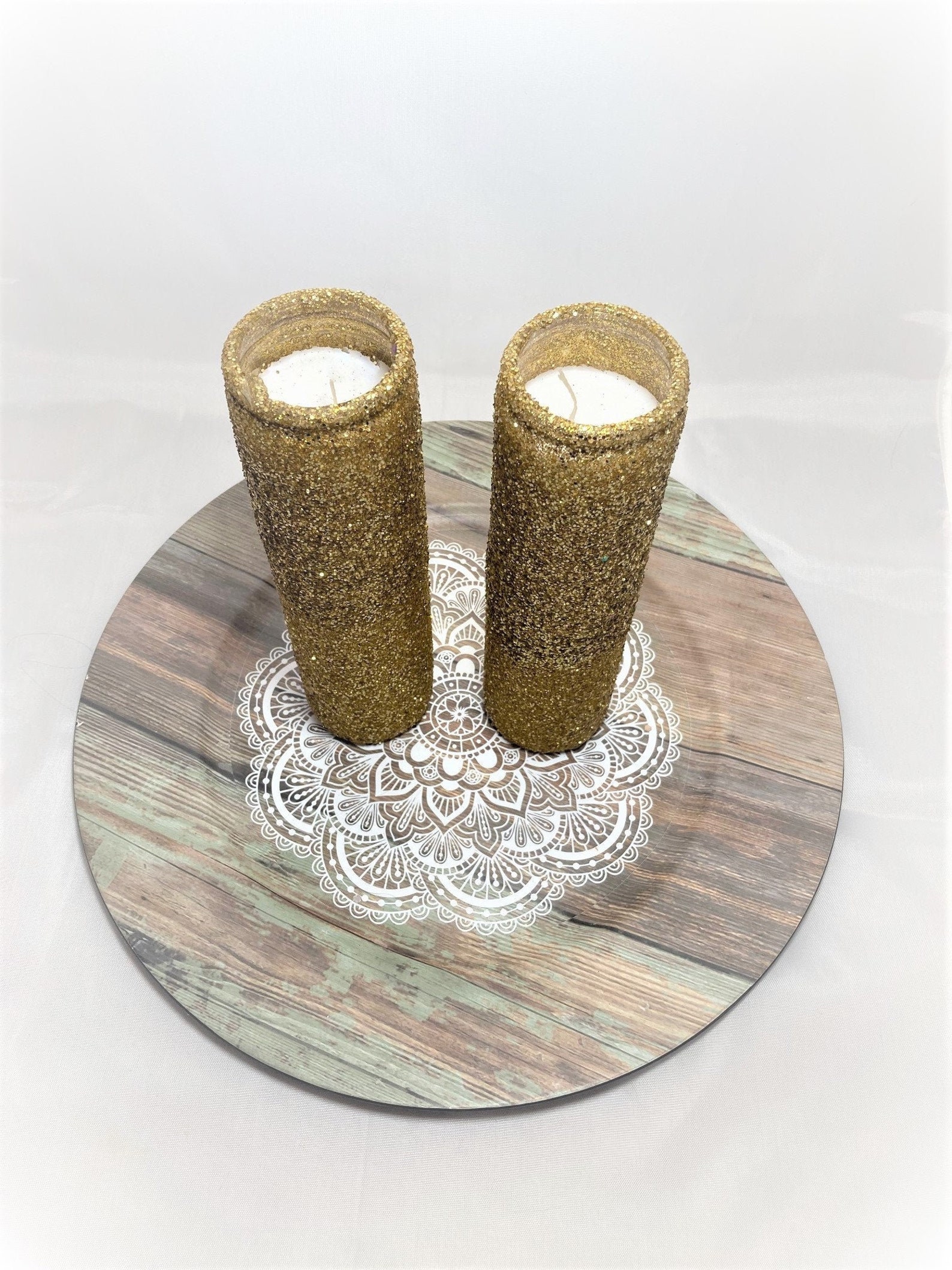 Gold Glitter Pillar Candles Unscented Tall Candles Custom Etsy