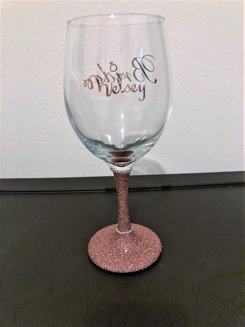 Bride Wine Glass Rose Gold Wedding Bridal Shower Gift Glam Etsy