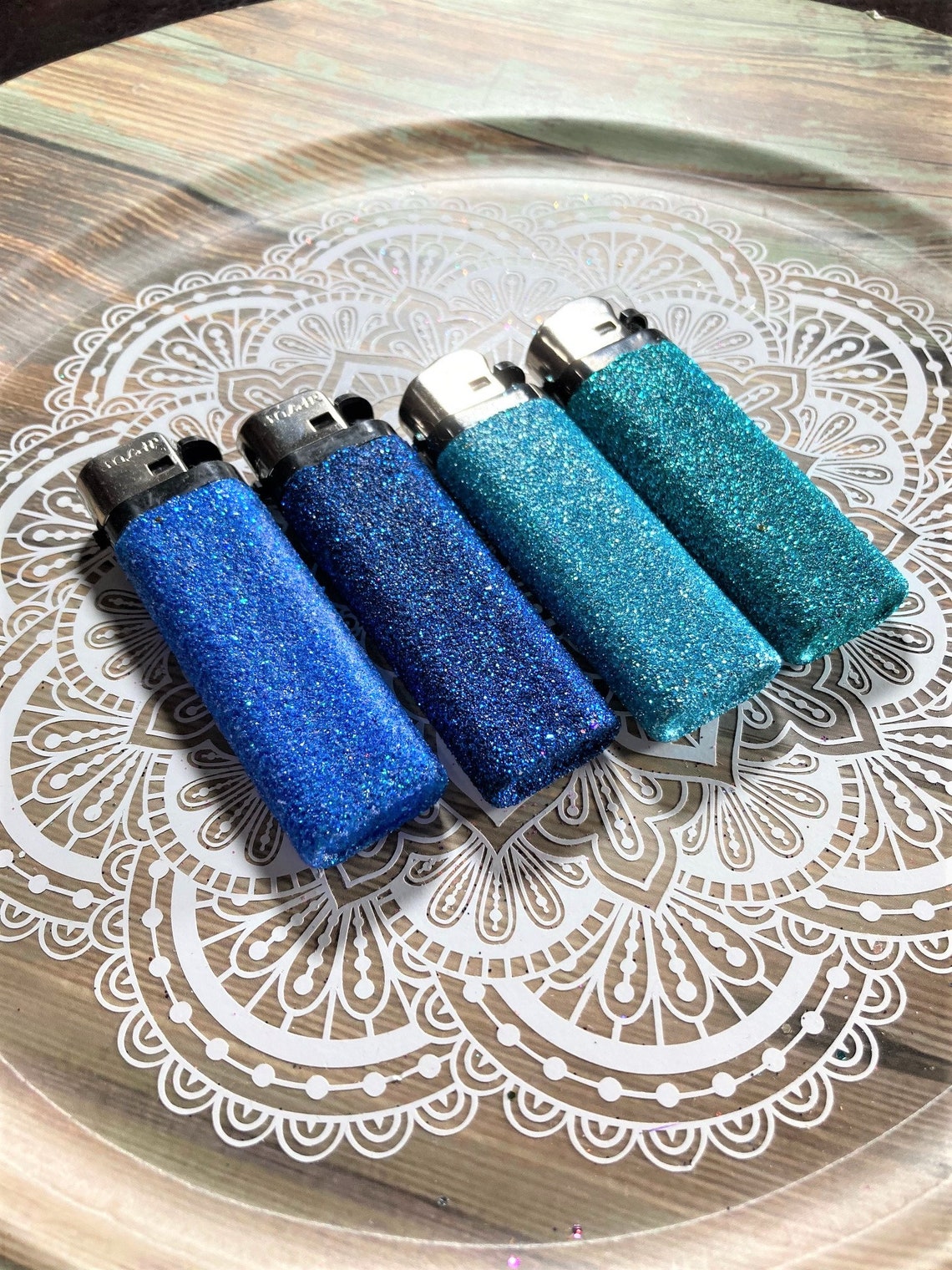 Blue Glitter Lighters Glam Lighter Set Fun Disposable Etsy