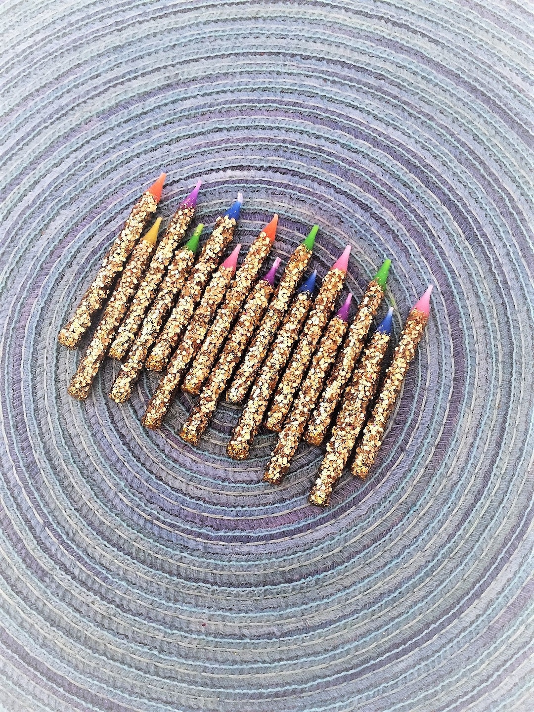 Glitter Birthday Candles, Gold Glam Candles, Set of 16, Custom Lights