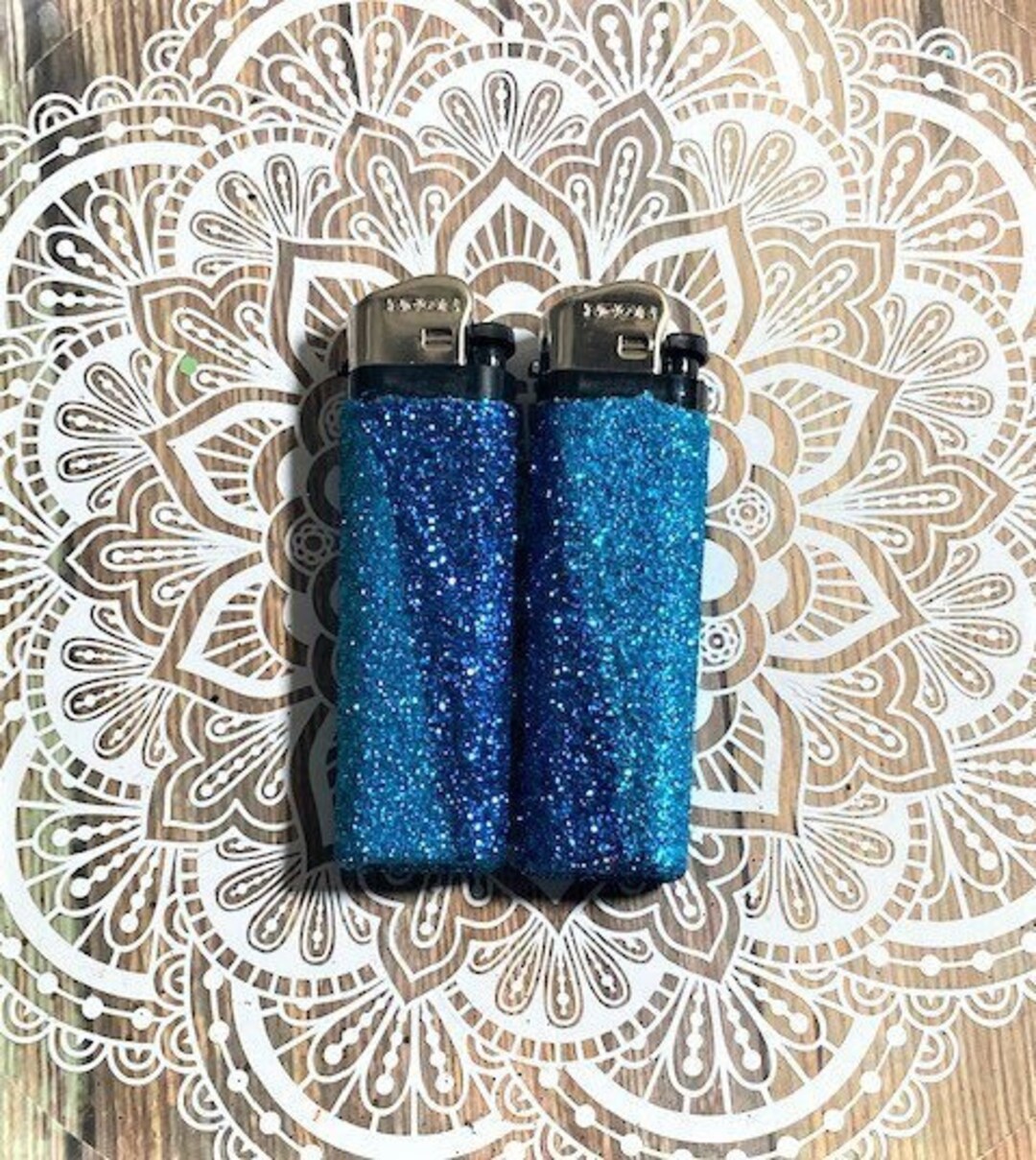 Two Tone Blue Glitter Lighters Custom Decorated Disposable Etsy