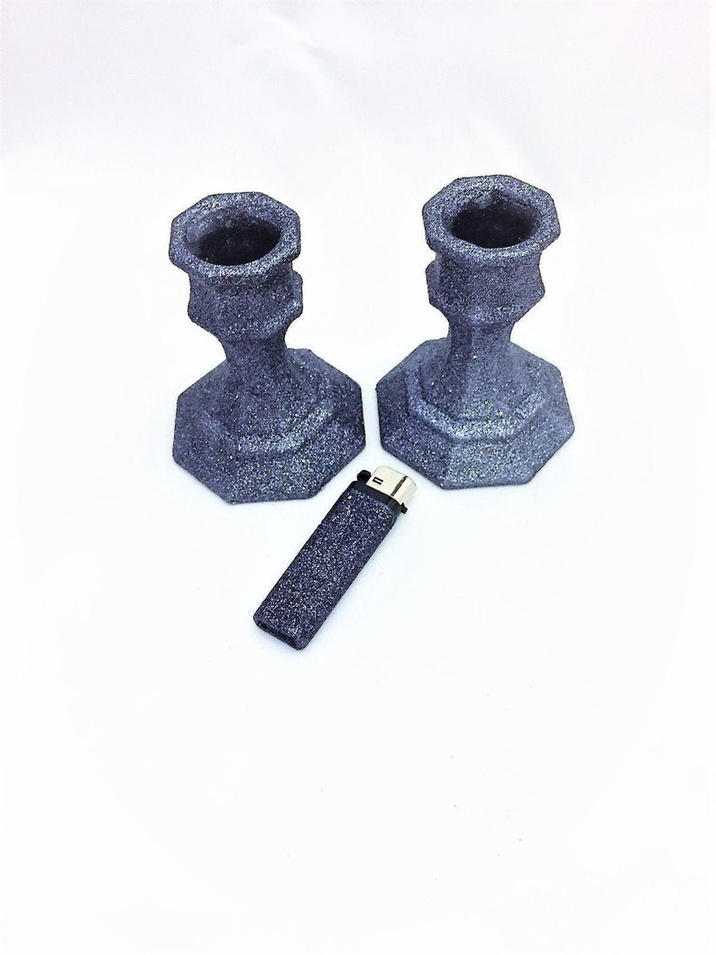 Black glitter taper candle holders Candle stick holder and Etsy