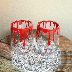Bloody Mary brunch glass, Gothic glam wine glass set, True crime gift, Horror housewarming, Gruesome glass, Fun bloody party cups