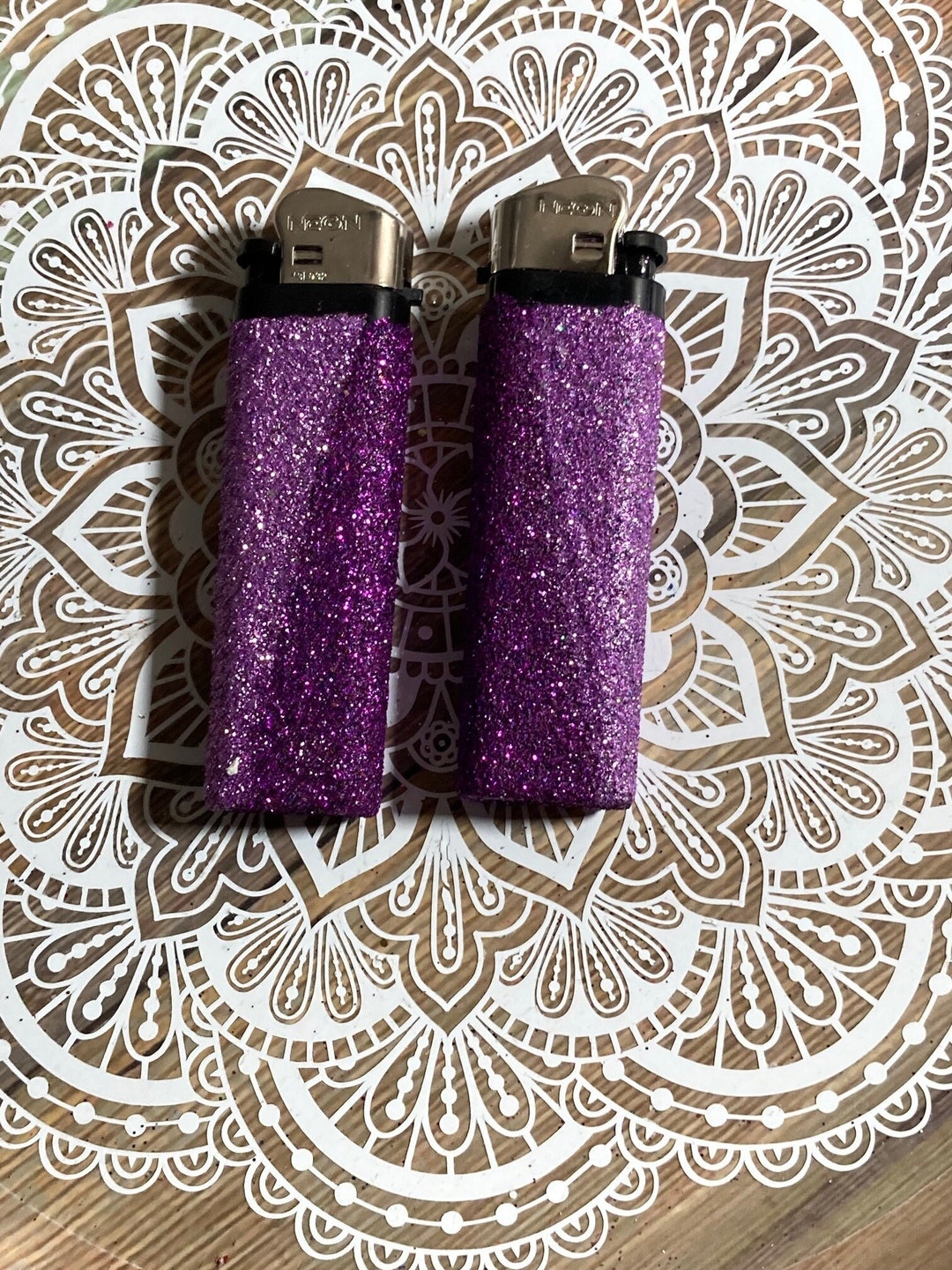 Twotone Purple Glitter Lighters, Custom Disposable Lighters, Unique