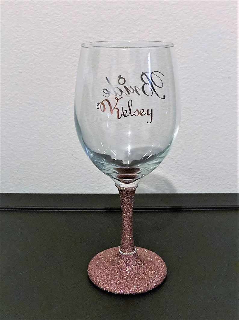 Bride Wine Glass Rose Gold Wedding Bridal Shower Gift Glam Etsy