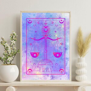 Vågen Zodiac Direktnedladdning Väggkonst, Tarotkortsstil Konstverk (8 x 10)