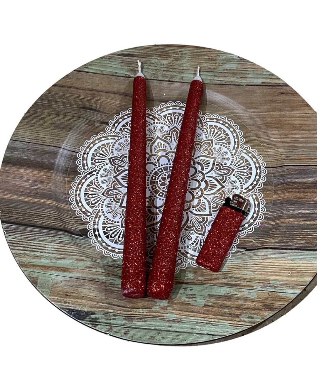 Red Glitter Taper Candles, Sweet 16 Candle Lighting, Romantic Candle