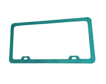 Teal Glitter License Plate Frame: Glam Car Accessory, Stainless Steel