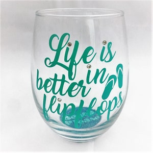 Life is Better in Flip Flops Flip Flop Wine Glass Set of 2 - Etsy