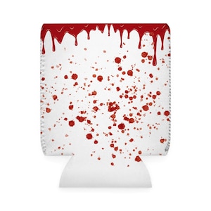 Bloody Mary blikjeskoelerhoes, horror-thema feestartikel, bloederige drankhouder afbeelding 3