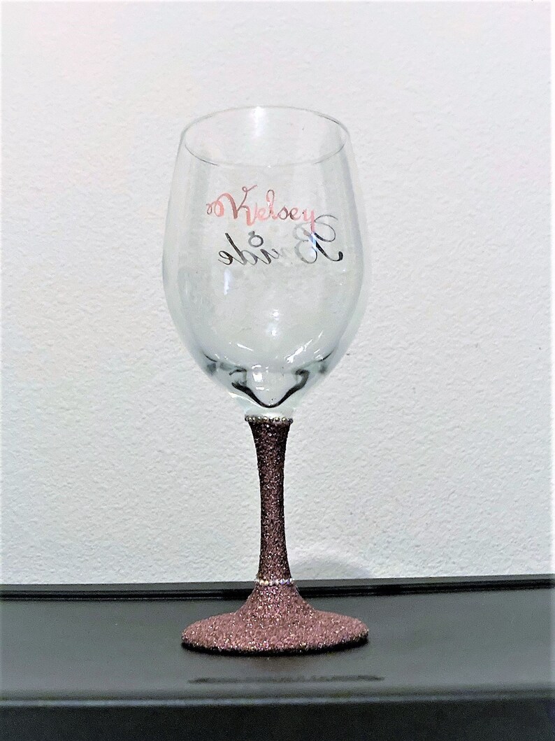 Bride Wine Glass Rose Gold Wedding Bridal Shower Gift Glam Etsy