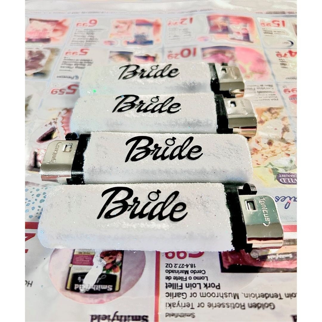 Personalized Bride Lighters, Decorated Bridal Shower Favors, Unique