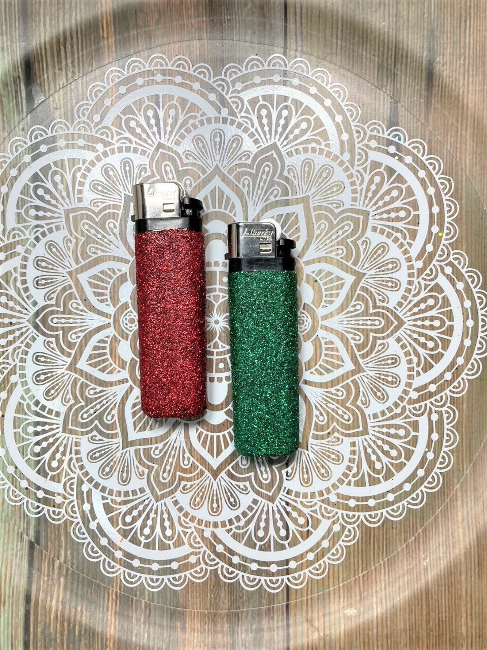Red and Green Glitter Lighters Glam Lighter Set Fun Etsy