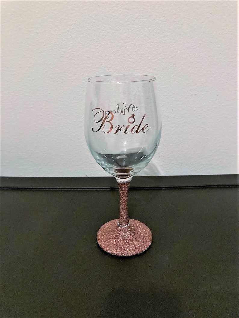 Bride Wine Glass Rose Gold Wedding Bridal Shower Gift Glam Etsy