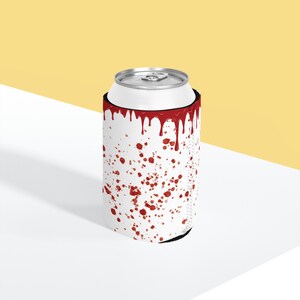 Bloody Mary blikjeskoelerhoes, horror-thema feestartikel, bloederige drankhouder afbeelding 4