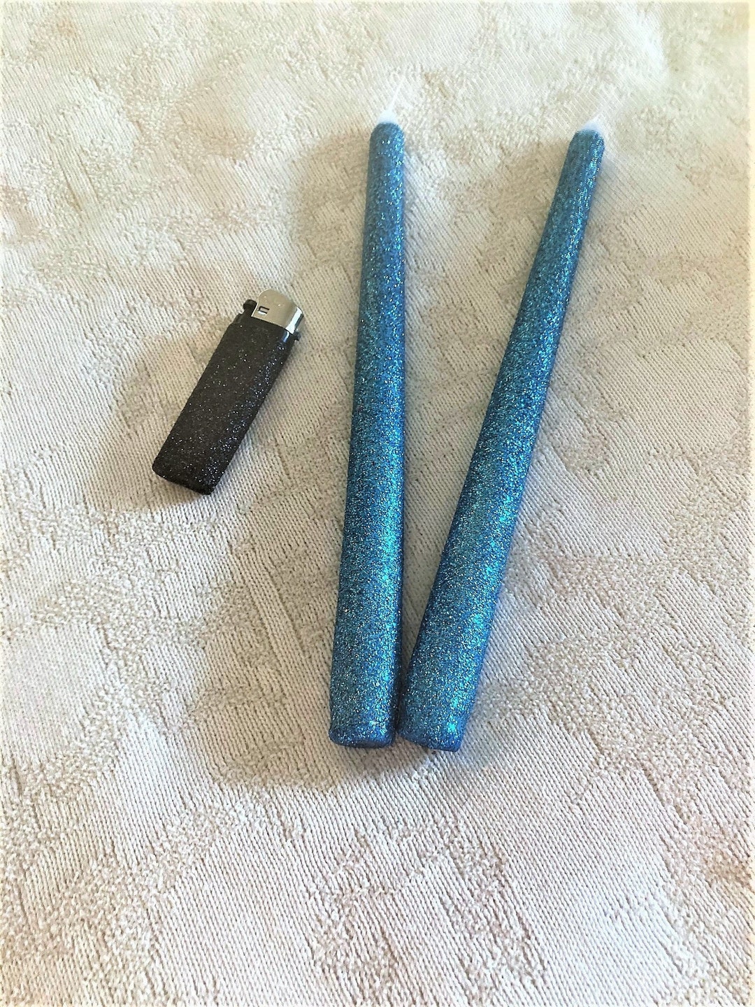 Turquoise Glitter Taper Candles, Sweet 16 Candle Lighting Ceremony