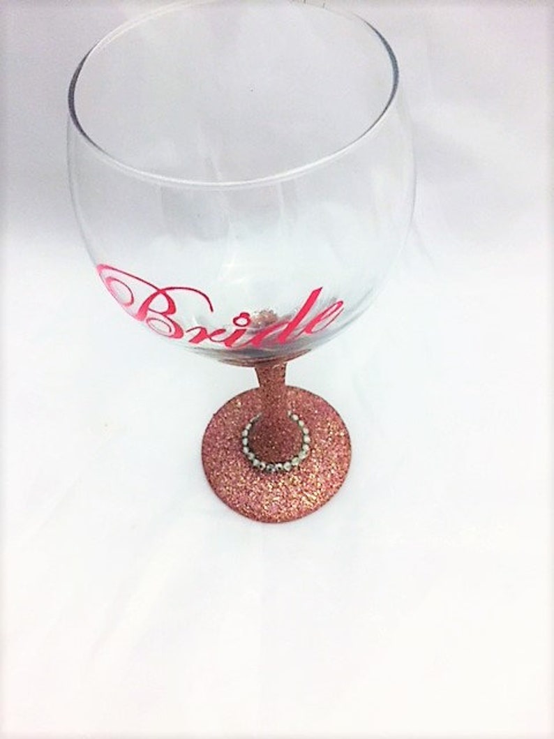 Bride Wine Glass Rose Gold Wedding Bridal Shower Gift Glam Etsy