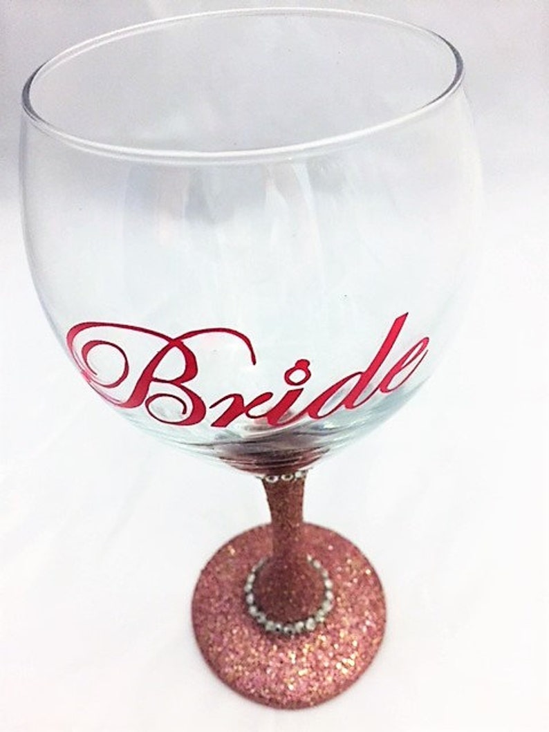 Bride Wine Glass Rose Gold Wedding Bridal Shower Gift Glam Etsy