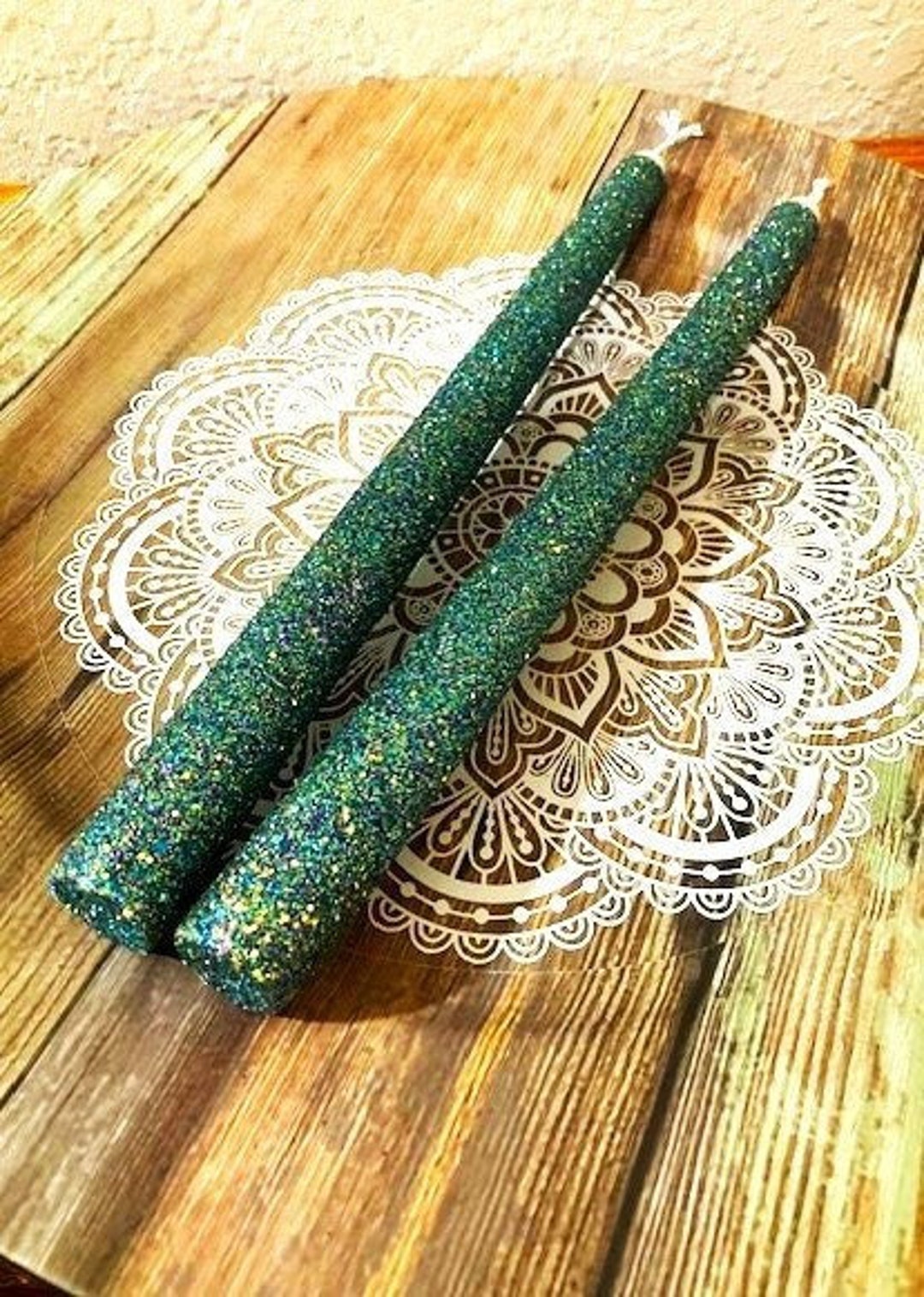 Peacock Glitter Taper Candles, Sweet 16 Candle Lighting Ceremony