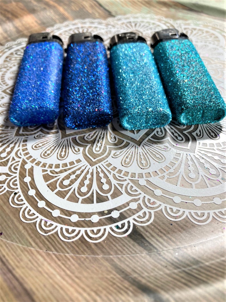 Blue Glitter Lighters Glam Lighter Set Fun Disposable Etsy