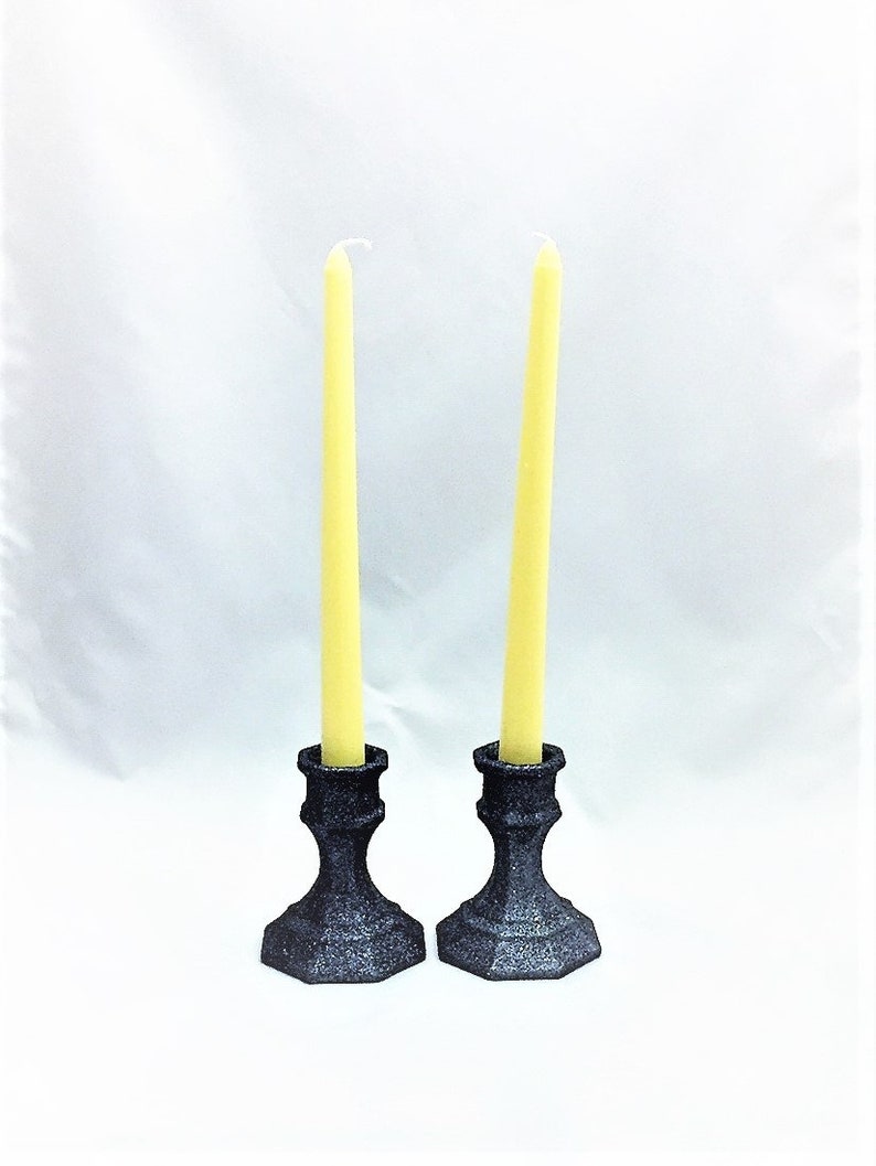 Black glitter taper candle holders Candle stick holder and Etsy