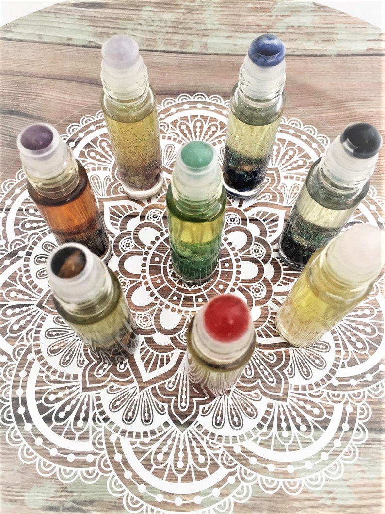 Gem roller balls Aromatherapy essential oils Crystal roller Etsy