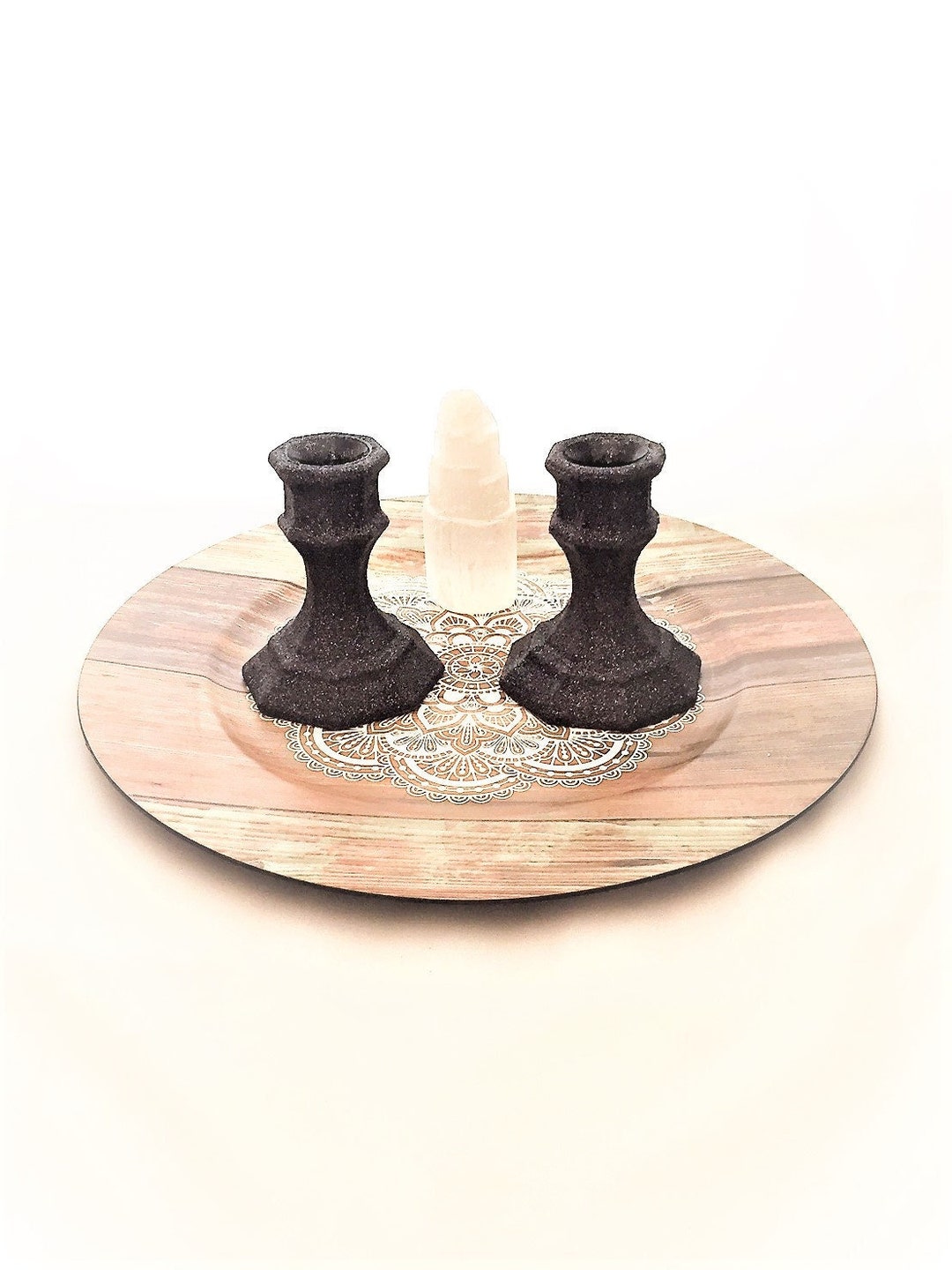 Custom Glitter Candlestick Holders, Decorated Taper Holders, Gothic