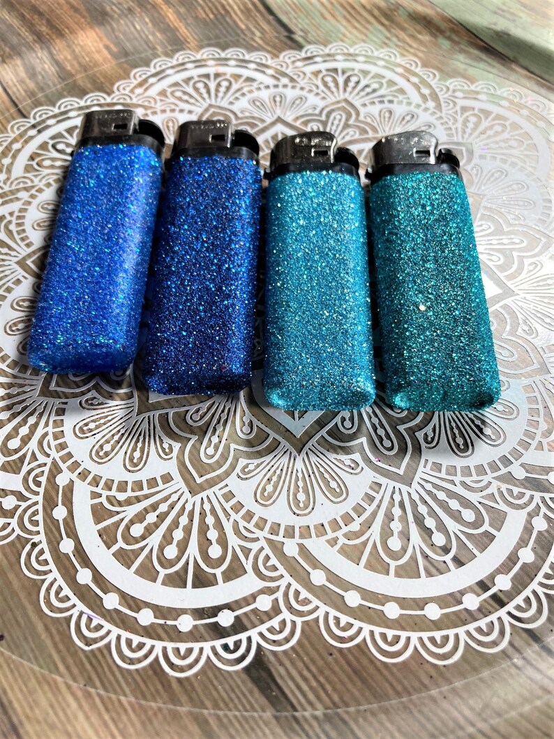 Blue Glitter Lighters Glam Lighter Set Fun Disposable Etsy