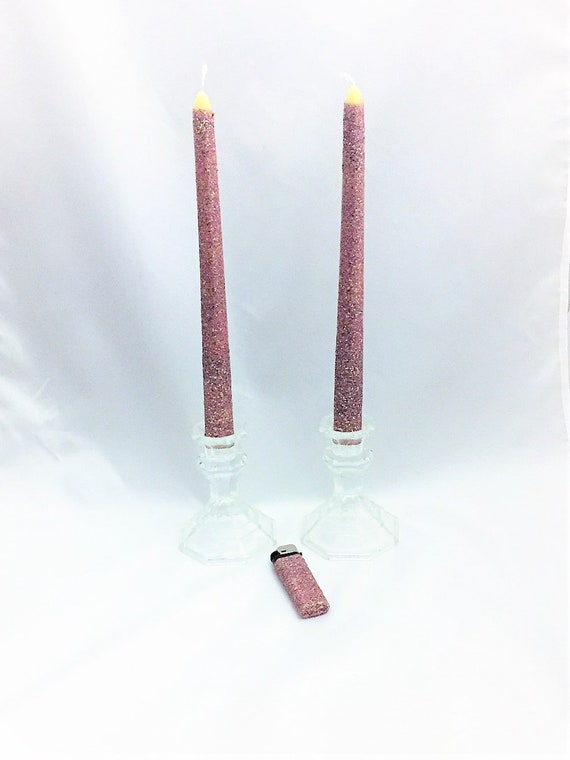Rose gold glitter taper candles Sweet 16 candle lighting Etsy