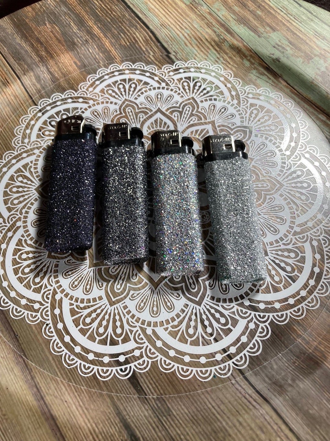 Monochrome Glitter Lighter Set, Glam Candle Lighter, Decorated