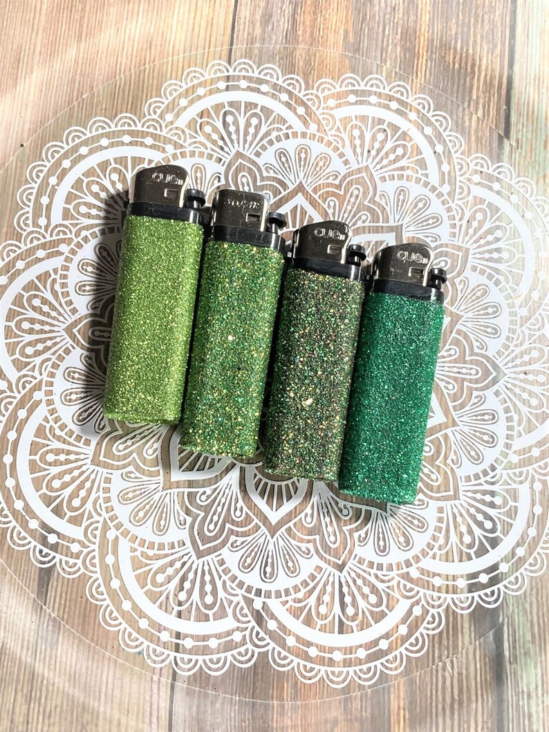 Green Glitter Lighters Glam Lighter Set Fun Disposable Etsy