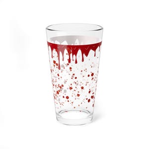 Bloody Mary pint glass, Perfect for Halloween parties, Blood drip drink cups, Creepy kitchen accent, True crime gift, Gruesome accents
