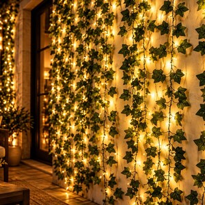 Kunstmatige klimop lichtslinger | Groene blad lichtslinger | Op batterijen werkende klimop slinger | Bruiloft slaapkamer huis kerstdecoratie