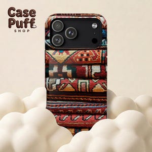 Stacked Vintage Rug Phone Case | Kilim Pattern iPhone Case | Boho MagSafe Tough Case | Colorful Tribal Textile Cover