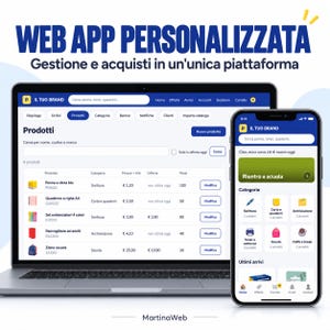 Custom web app development with product catalog, push notifications, and online payments.