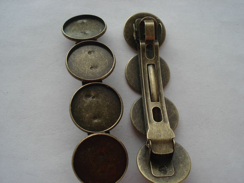 Round Antique 85mm Bronze Clips with Cabochon Settings Fits 20mm C414 5 Hair Clips 50p Each! 5 Iron Based Alloy Barrette Hair Clips