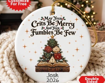 Funny Customized Dungeons and Dragons Christmas Tree Ornament, RPG Accessories, Gaming Group Gift, Personalized gaming gift,  Dice ornament